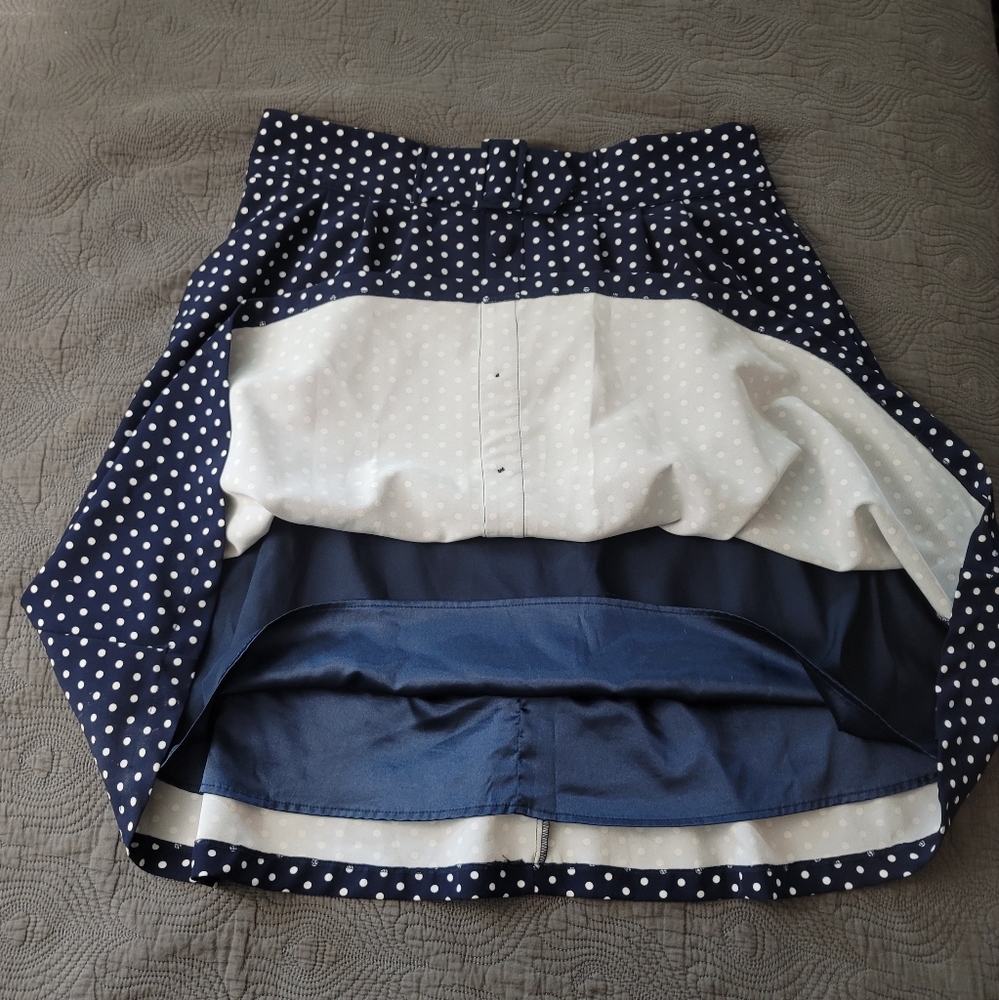EUC 1X Modcloth Navy Polkadot Skirt - Picture 2 of 8